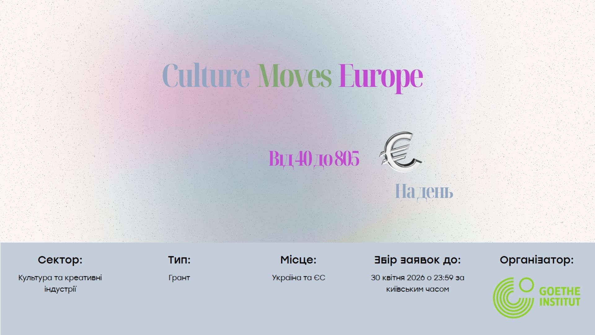 Гранти на робочі поїздки для креативних підприємців: Culture Moves Europe